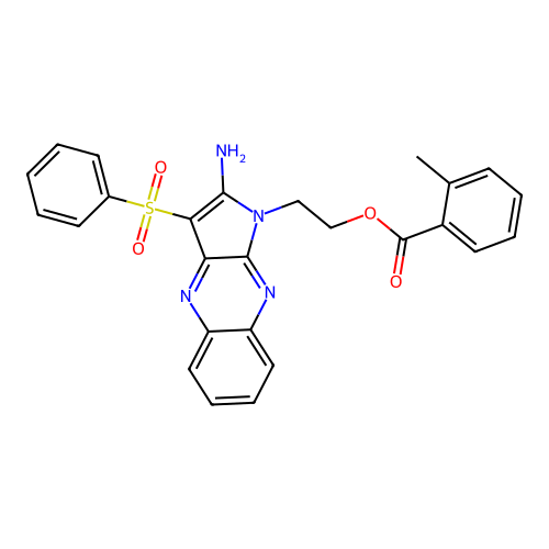 2-(2-amino-3-(phenylsulfonyl)-1H-pyrrolo[2,3-b]quinoxalin-1-yl)ethyl 2-methylbenzoate structure