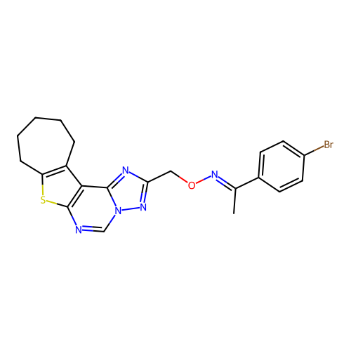 (1E)-1-(4-bromophenyl)-N-(9,10,11,12-tetrahydro-8H-cyclohepta[4,5]thieno[3,2-e][1,2,4]triazolo[1,5-c]pyrimidin-2-ylmethoxy)ethanimine structure