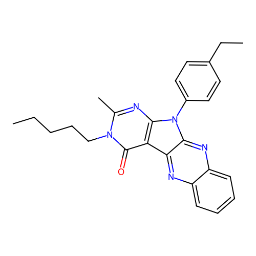 11-(4-ethylphenyl)-2-methyl-3-pentyl-3H-pyrimido[5',4':4,5]pyrrolo[2,3-b]quinoxalin-4(11H)-one structure