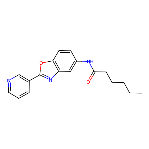 N-[2-(吡啶-3-基)-1,3-苯并噁唑-5-基]己酰胺 structure