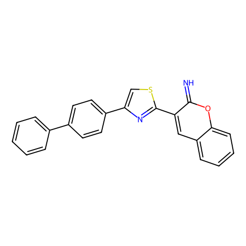 3-[4-(biphenyl-4-yl)-1,3-thiazol-2-yl]-2H-chromen-2-imine structure