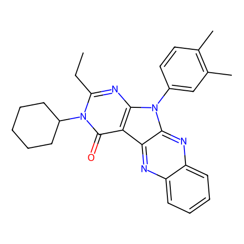 3-cyclohexyl-11-(3,4-dimethylphenyl)-2-ethyl-3,11-dihydro-4H-pyrimido[5',4':4,5]pyrrolo[2,3-b]quinoxalin-4-one structure