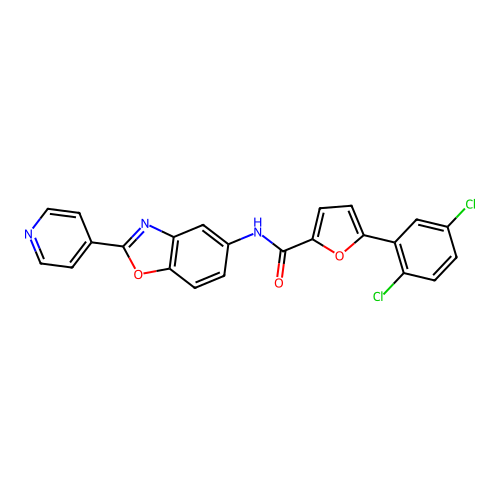 5-(2,5-dichlorophenyl)-N-(2-(pyridin-4-yl)benzo[d]oxazol-5-yl)furan-2-carboxamide structure