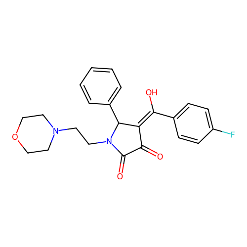 4-(4-fluorobenzoyl)-3-hydroxy-1-(2-morpholinoethyl)-5-phenyl-1H-pyrrol-2(5H)-one structure