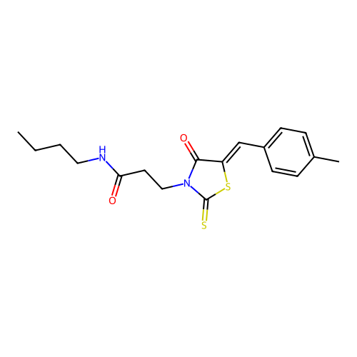 (Z)-N-butyl-3-(5-(4-methylbenzylidene)-4-oxo-2-thioxothiazolidin-3-yl)propanamide structure