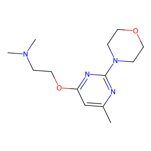N,N-dimethyl-2-((6-methyl-2-morpholinopyrimidin-4-yl)oxy)ethanamine structure