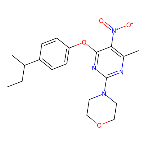 4-{4-[4-(Butan-2-yl)phenoxy]-6-methyl-5-nitropyrimidin-2-yl}morpholine structure