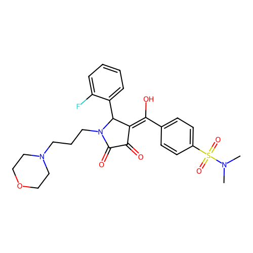 4-(2-(2-fluorophenyl)-4-hydroxy-1-(3-morpholinopropyl)-5-oxo-2,5-dihydro-1H-pyrrole-3-carbonyl)-N,N-dimethylbenzenesulfonamide structure