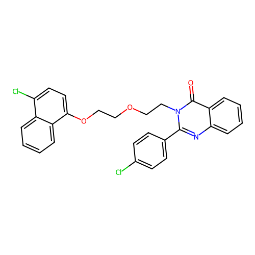 3-[2-[2-(4-chloronaphthalen-1-yl)oxyethoxy]ethyl]-2-(4-chlorophenyl)quinazolin-4-one structure