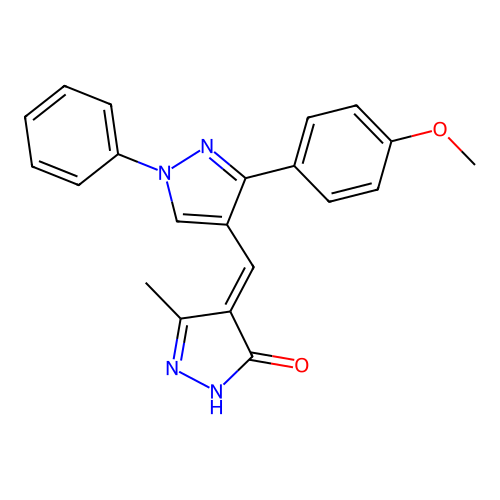 (4E)-4-[[3-(4-methoxyphenyl)-1-phenylpyrazol-4-yl]methylidene]-3-methyl-1H-pyrazol-5-one structure