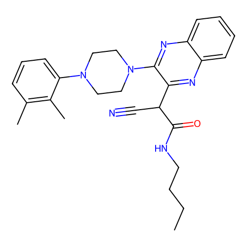 N-butyl-2-cyano-2-[3-[4-(2,3-dimethylphenyl)piperazin-1-yl]quinoxalin-2-yl]acetamide structure