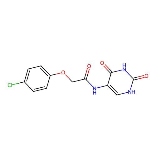2-(4-chlorophenoxy)-N-(2,4-dioxo-1H-pyrimidin-5-yl)acetamide structure