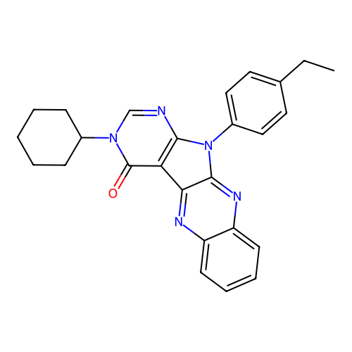 3-cyclohexyl-11-(4-ethylphenyl)-3,11-dihydro-4H-pyrimido[5',4':4,5]pyrrolo[2,3-b]quinoxalin-4-one structure