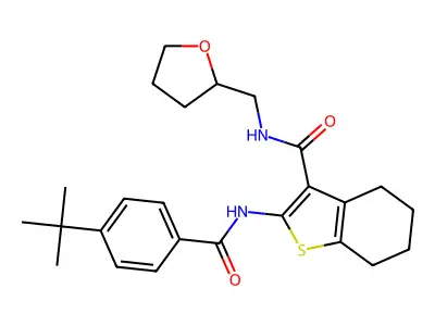2-[(4-tert-butylbenzoyl)amino]-N-(oxolan-2-ylmethyl)-4,5,6,7-tetrahydro-1-benzothiophene-3-carboxamide structure