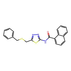 N-[5-(benzylsulfanylmethyl)-1,3,4-thiadiazol-2-yl]naphthalene-1-carboxamide structure