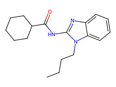 N-(1-butyl-2-benzimidazolyl)cyclohexanecarboxamide structure