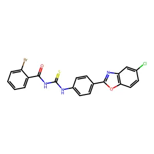 2-bromo-N-[[4-(5-chloro-1,3-benzoxazol-2-yl)phenyl]carbamothioyl]benzamide structure