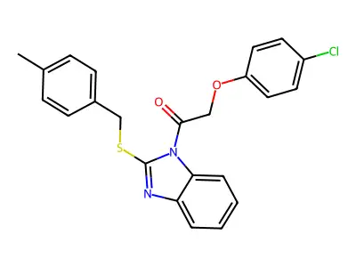 2-(4-chlorophenoxy)-1-[2-[(4-methylphenyl)methylsulfanyl]benzimidazol-1-yl]ethanone structure