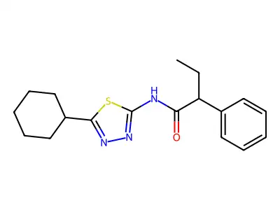 N-(5-cyclohexyl-1,3,4-thiadiazol-2-yl)-2-phenylbutanamide structure