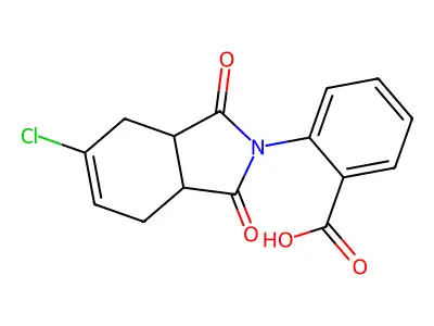 2-(5-chloro-1,3-dioxo-1,3,3a,4,7,7a-hexahydro-2H-isoindol-2-yl)benzoic acid structure