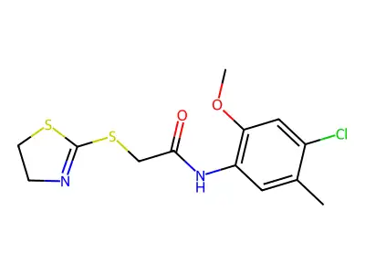 N-(4-chloro-2-methoxy-5-methylphenyl)-2-(4,5-dihydro-1,3-thiazol-2-ylsulfanyl)acetamide structure