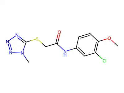 N-(3-chloro-4-methoxyphenyl)-2-(1-methyltetrazol-5-yl)sulfanylacetamide structure