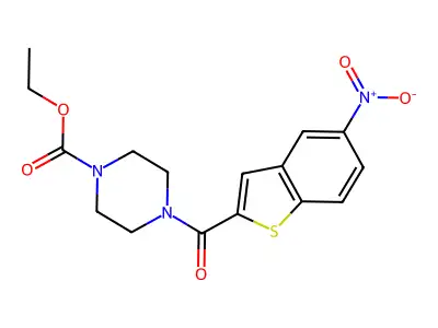 Ethyl 4-(5-nitro-1-benzothiophene-2-carbonyl)piperazine-1-carboxylate structure