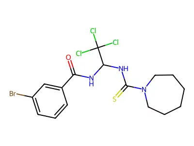 N-(1-((1-Azepanylcarbothioyl)amino)-2,2,2-trichloroethyl)-3-bromobenzamide structure