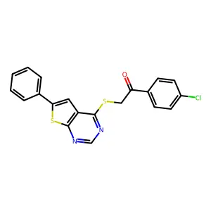 1-(4-Chlorophenyl)-2-(6-phenylthieno[2,3-d]pyrimidin-4-yl)sulfanylethanone structure
