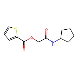 Thiophene-2-carboxylic acid cyclopentylcarbamoylmethyl ester structure