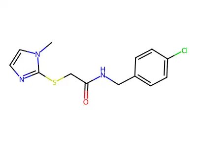 N-[(4-chlorophenyl)methyl]-2-(1-methylimidazol-2-yl)sulfanylacetamide structure
