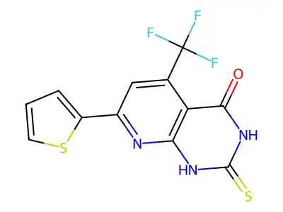 2-Sulfanyl-7-(thiophen-2-yl)-5-(trifluoromethyl)pyrido[2,3-d]pyrimidin-4-ol structure