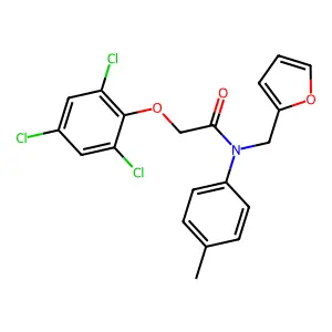 N-[(furan-2-yl)methyl]-N-(4-methylphenyl)-2-(2,4,6-trichlorophenoxy)acetamide structure