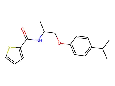 N-{1-[4-(propan-2-yl)phenoxy]propan-2-yl}thiophene-2-carboxamide structure