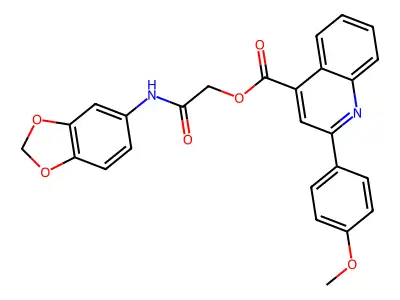 [2-(1,3-benzodioxol-5-ylamino)-2-oxoethyl] 2-(4-methoxyphenyl)quinoline-4-carboxylate structure
