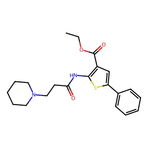 Ethyl 2-[[1-oxo-3-(1-piperidinyl)propyl]amino]-5-phenyl-3-thiophenecarboxylate structure