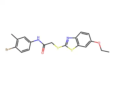 N-(4-bromo-3-methylphenyl)-2-[(6-ethoxy-1,3-benzothiazol-2-yl)sulfanyl]acetamide structure