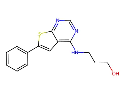 3-({6-Phenylthieno[2,3-d]pyrimidin-4-yl}amino)propan-1-ol structure