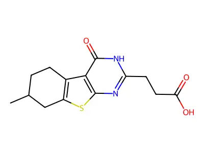 3-(7-methyl-4-oxo-3,4,5,6,7,8-hexahydro[1]benzothieno[2,3-d]pyrimidin-2-yl)propanoic acid structure