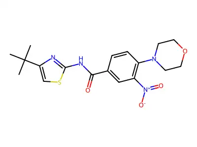 N-(4-tert-butyl-1,3-thiazol-2-yl)-4-morpholin-4-yl-3-nitrobenzamide structure