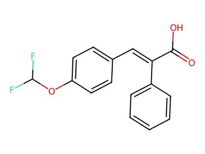 (E)-3-[4-(difluoromethoxy)phenyl]-2-phenylprop-2-enoic acid structure