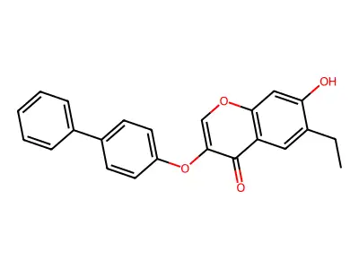6-Ethyl-7-hydroxy-3-(4-phenylphenoxy)chromen-4-one structure