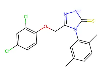 3-[(2,4-dichlorophenoxy)methyl]-4-(2,5-dimethylphenyl)-1H-1,2,4-triazole-5-thione structure