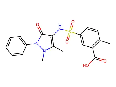 5-[(1,5-dimethyl-3-oxo-2-phenyl-2,3-dihydro-1H-pyrazol-4-yl)sulfamoyl]-2-methylbenzoic acid structure
