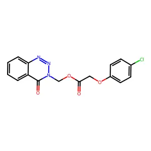 (4-oxobenzo[d][1,2,3]triazin-3(4H)-yl)methyl 2-(4-chlorophenoxy)acetate structure