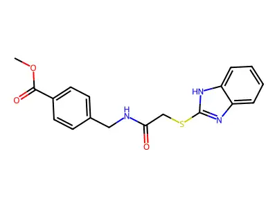 methyl 4-[[[2-(1H-benzimidazol-2-ylsulfanyl)acetyl]amino]methyl]benzoate structure