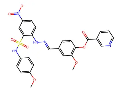 2-Methoxy-4-[[2-[2-[[(4-methoxyphenyl)amino]sulfonyl]-4-nitrophenyl]hydrazinylidene]methyl]phenyl 3-pyridinecarboxylate structure