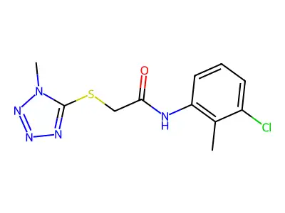 N-(3-chloro-2-methylphenyl)-2-(1-methyltetrazol-5-yl)sulfanylacetamide structure