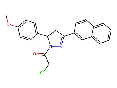 2-chloro-1-[5-(4-methoxyphenyl)-3-(naphthalen-2-yl)-4,5-dihydro-1H-pyrazol-1-yl]ethan-1-one structure