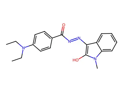 4-(diethylamino)-N-[(1-methyl-2-oxoindol-3-ylidene)amino]benzamide structure